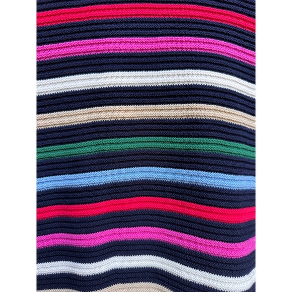 LOFT Womens Striped Chunky Knit Sweater Size L Colorful Pullover Cabin Layering - Picture 5 of 7